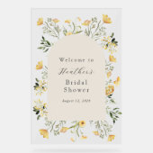 繊細なワイルドフラワーのウェディングシャワー歓迎 アクリルサイン (正面)