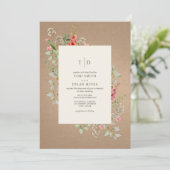 繊細なワイルドフラワーのカードストック Botanical Wedding 招待状 (スタンド正面)