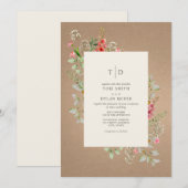 繊細なワイルドフラワーのカードストック Botanical Wedding 招待状 (正面/裏面)