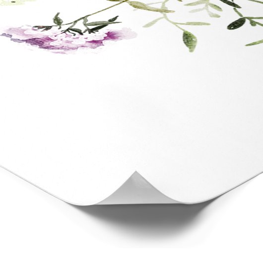 繊細なワイルドフラワーのブライダルシャワーのウェルカムポスター ポスター (角)