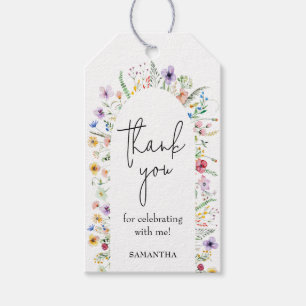 繊細なワイルドフラワーのブライダルシャワー ギフトタグ