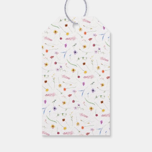 繊細なワイルドフラワーのブライダルシャワー ギフトタグ (裏面)