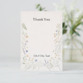 繊細なワイルドフラワーの植物画の結婚式 サンキューカード (スタンド正面)