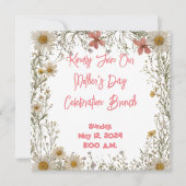 繊細なワイルドフラワーの母の日ブランチ招待状 招待状 (正面)