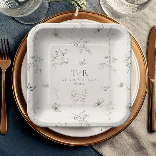 繊細なワイルドフラワーの水彩パターンID1102 ペーパープレート