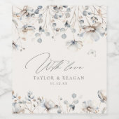 繊細なワイルドフラワーの水色と愛ID1102 ワインラベル (シングルラベル)