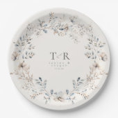 繊細なワイルドフラワーの結婚水色のID1102 ペーパープレート (正面)