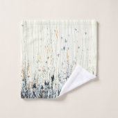 繊細なワイルドフラワーウォータカラーブルー淡い色のイエロー バスタオルセット (ウォッシュタオル)