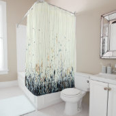 繊細なワイルドフラワーウォータコロイインディゴブルーイエロー シャワーカーテン (インサイチュ)