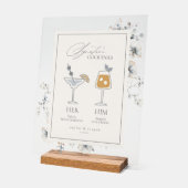 繊細なワイルドフラワーシグネチャードリンクID1102 アクリルサイン (傾斜)