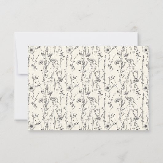 繊細なワイルドフラワーシームレスパタ結婚ーン サンキューカード (裏面)