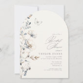 繊細なワイルドフラワーバタフライブライダルシャワーID1102 招待状 (正面)