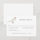 繊細なワイルドフラワーパープルウェディングRSVP応答 招待状 (正面/裏面)