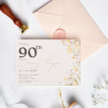 繊細なワイルドフラワーピンク黄色90誕生日 招待状<br><div class="desc">大きなお祝いのための繊細な花のデザイン。柔らかいピンクと黄色の色のワイルドフラワーフローラ淡い色のイラストレーションを特徴とする。コレクション内のその他の一致する部分。</div>