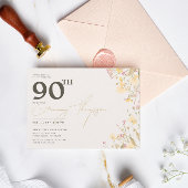 繊細なワイルドフラワーピンク黄色90誕生日 招待状