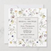 繊細なワイルドフラワーフレームブライダルシャワー招待 招待状 (正面)