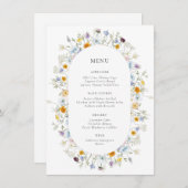 繊細なワイルドフラワーフレームメニュー メニュー (正面/裏面)