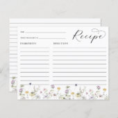 繊細なワイルドフラワーブライダルシャワーレシピカード (正面/裏面)