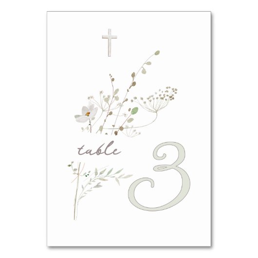 繊細なワイルドフラワーブーケバプテスマn 3 テーブルナンバー (正面)