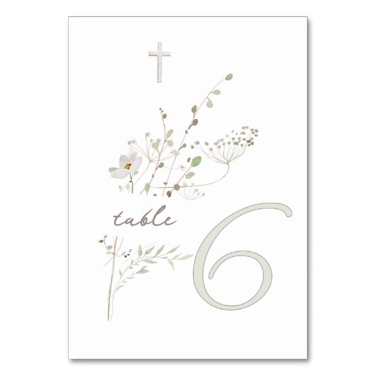 繊細なワイルドフラワーブーケバプテスマn 6 テーブルナンバー (正面)