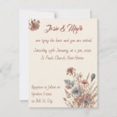 繊細なワイルドフラワーロマンチックシンプルな結婚 招待状 (正面)