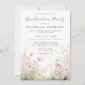 繊細なワイルドフラワー卒業パーティー 招待状 (正面)