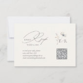 繊細なワイルドフラワー水彩QRコードID1102 出欠カード (正面)