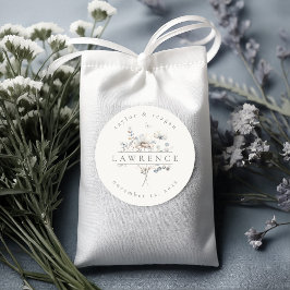 繊細なワイルドフラワー結婚の水色の名前ID1102 ラウンドシール