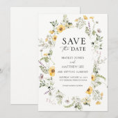 繊細なワイルドフラワー・セーブ・ザ・デート 招待状 (正面/裏面)