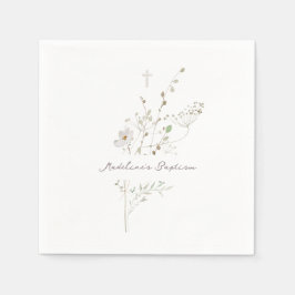 繊細なワイルフラワーブーケバプテスマ スタンダードカクテルナプキン