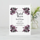 繊細なワインピンクのバラみすぼらしいシャワー 招待状 (スタンド正面)