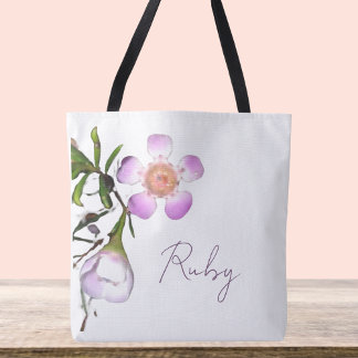 繊細なワックスフラワーの花が咲く トートバッグ