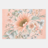 繊細なヴィンテージインスパイアフローラ ラッピングペーパーシート (正面2)