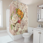 繊細なヴィンテージバラアート シャワーカーテン (インサイチュ)