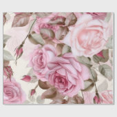 繊細なヴィンテージピンクのバラ ラッピングペーパー (フラット)