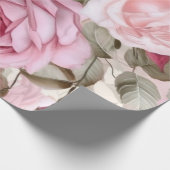 繊細なヴィンテージピンクのバラ ラッピングペーパー (角)