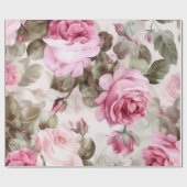 繊細なヴィンテージピンクのバラ ラッピングペーパー (フラット)