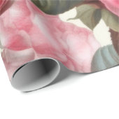 繊細なヴィンテージピンクホワイトとレッドローズ ラッピングペーパー (ロールコーナー)