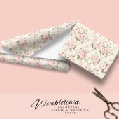 繊細なヴィンテージ |ソフトパステルピンクローズフローラ ラッピングペーパー