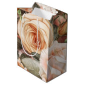 繊細なヴィンテージ ピンクとペゴのバラ ミディアムペーパーバッグ (裏面アングル)