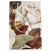 繊細なヴィンテージ ピンクとペゴ色のバラ ミディアムペーパーバッグ (正面)