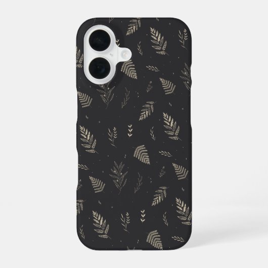 繊細な中性の植物性葉のパターン iPhone 16ケース (裏面)