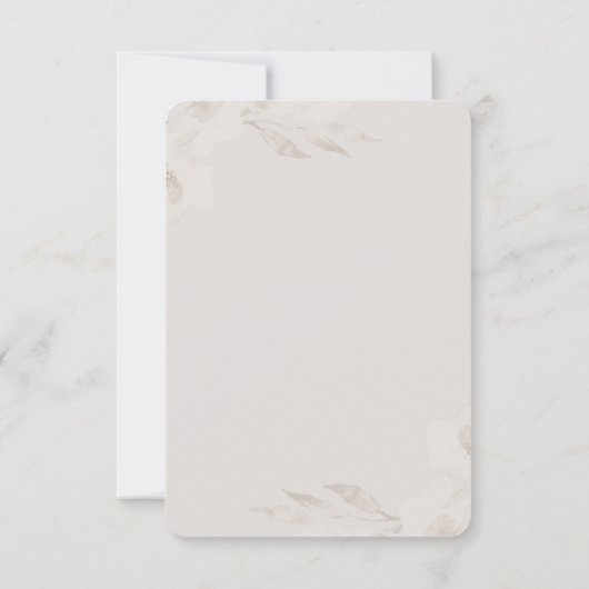 繊細な中立フローラと葉の結婚式の出欠 出欠カード (裏面)