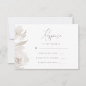 繊細な中立フローラと葉の結婚式の出欠 出欠カード (正面)