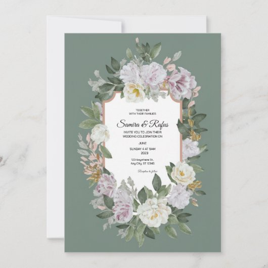 繊細な伝統的結婚式招待状 招待状 (正面)