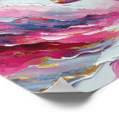 繊細な優美な女性の顔 ピンクの葉のポスター ポスター (角)