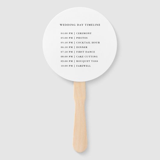 繊細な優雅なスクリプト結婚式のタイムライン ハンドファン (裏面)