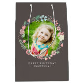 繊細な写真フローラ枠 ミディアムペーパーバッグ (正面)