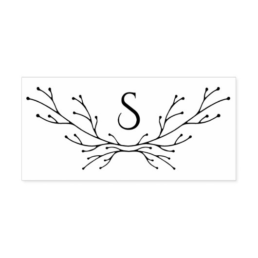 繊細な冬の枝モノグラム ラバースタンプ (インプリント)