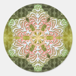 繊細な冬の氷の結晶スノーフレークのステッカー ラウンドシール